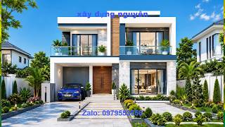 Mẫu Biệt Thự 2 Tầng Diện Tích 8x16m Thiết Kế 4 Phòng Ngủ #nha2tang #biethu