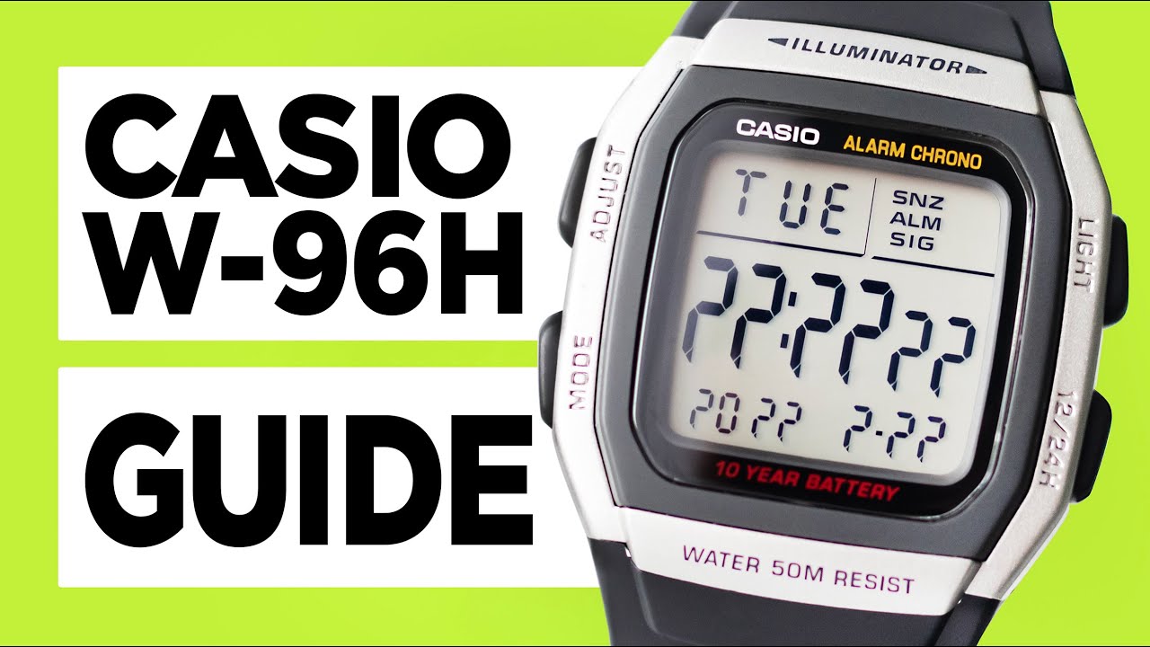 #CASIO W-96H (Module 3239) - How to Set the Time, Date, Alarm, use the ...