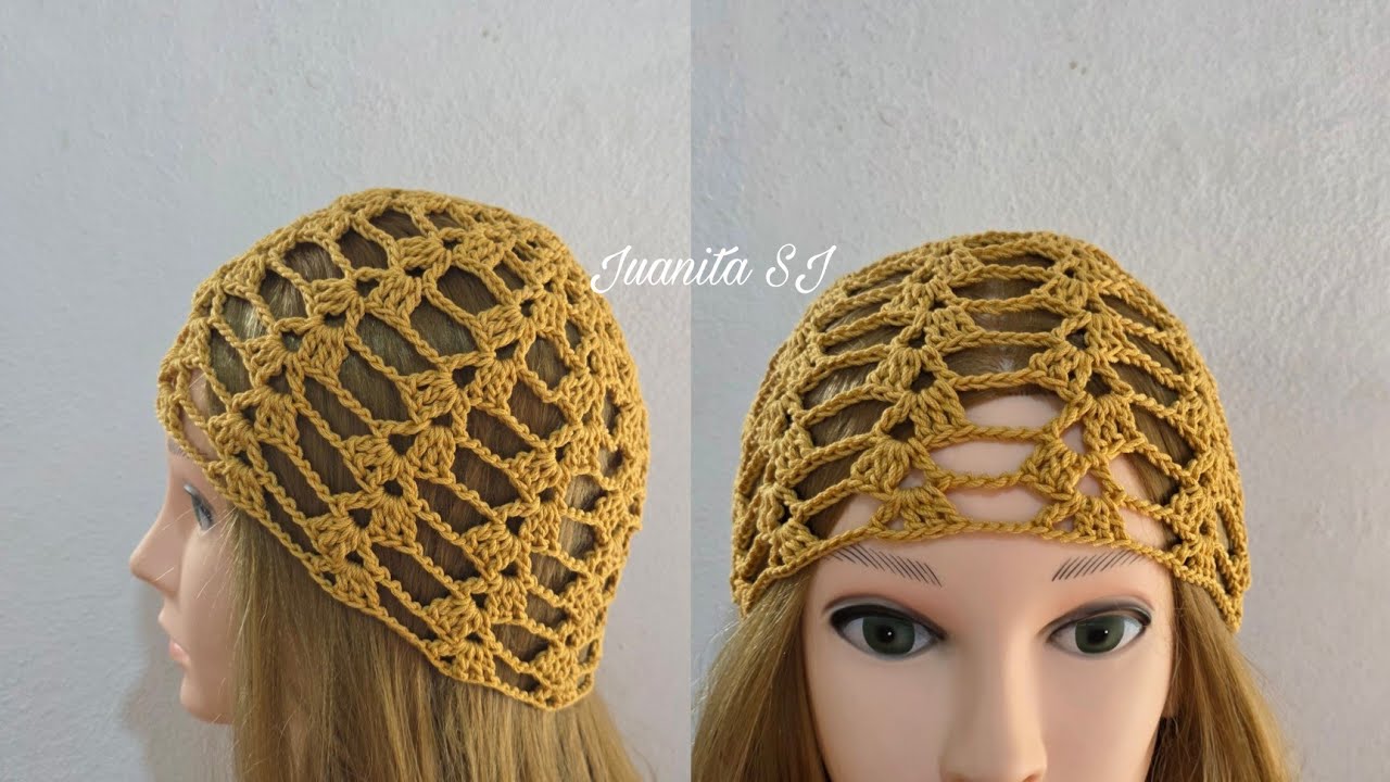 Новая кружевная шапка / Как связать кружевную шапку / Вязаная крючком сетчатая шапка