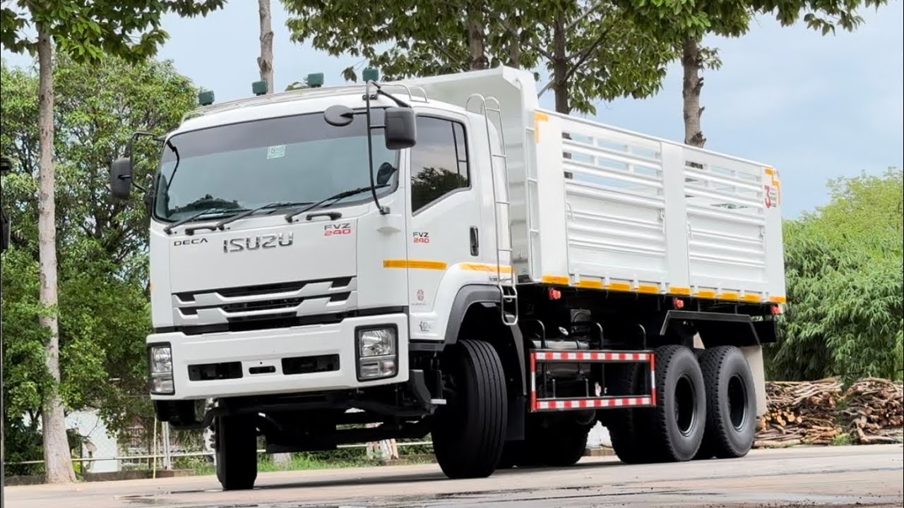 รถบรรทุกวิ่งเดี่ยวงานลุยบ่อดิน FVZ 240 ดั้มสามมิตรขาวๆคลีนๆ