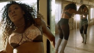 Watch Serena Williams Rock Out Wearing A Sports Bra And Tights