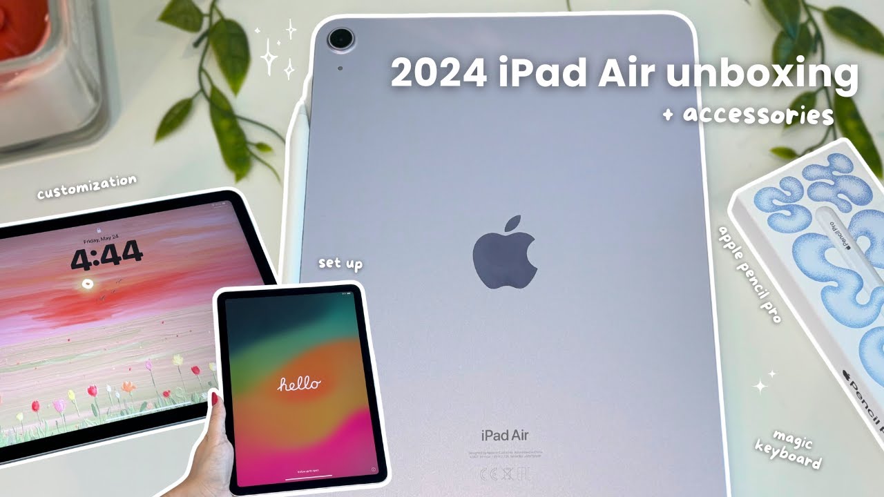 iPad Air M2 2024 💜 aesthetic unboxing , apple pencil pro, magic