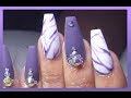 HOW TO: Matte Eggplant Marble Acrylic Nails Full Set