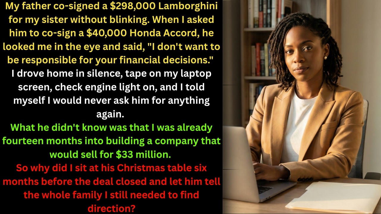 Dad Co-Signed Her Car, Refused Mine—Then My Company Got Acquired for $33M