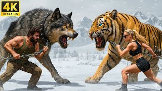 White Tiger vs Wolf | Brutal Animal Battle for Wild Supremacy