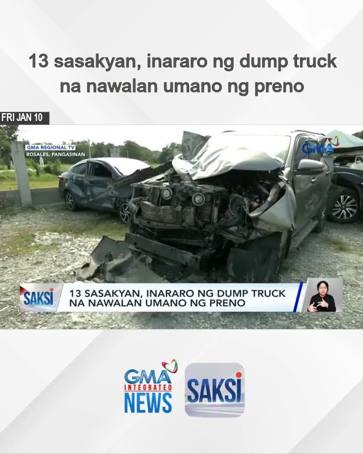 13 sasakyan, inararo ng dump truck na nawalan umano ng preno | Saksi