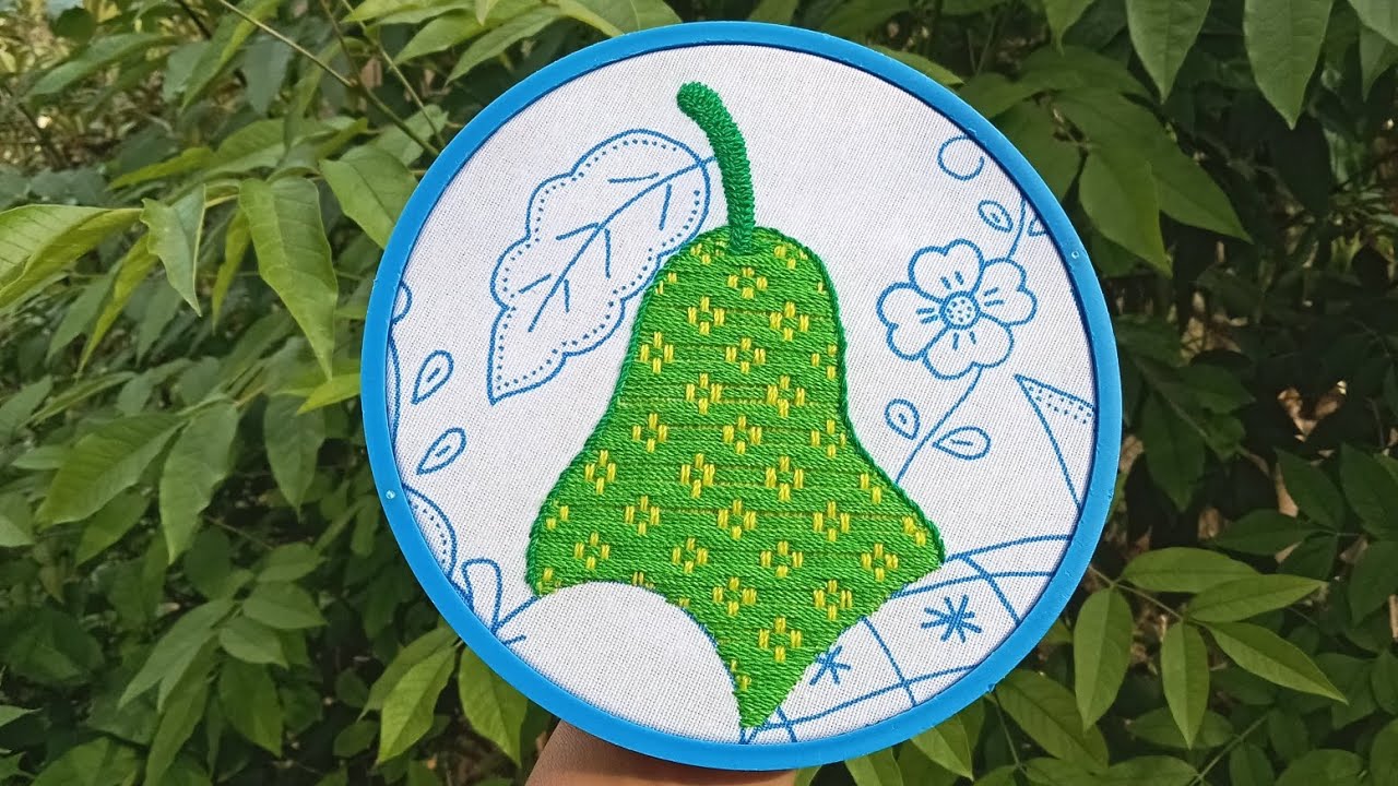 como bordar una pera🍐#10 con una Puntada ideal para cualquier diseño entre hojas,flores,canasta,etc.