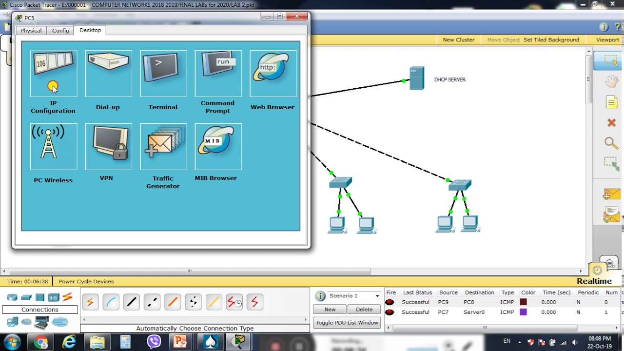 LAB 2 connect switches with some PCs using dynamic IP address with DHCP ...