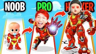 NOOB vs PRO vs HACKER In IRON SUITS!? (ALL LEVELS!)