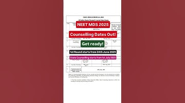 NEET MDS 2025 Counselling Dates Out!