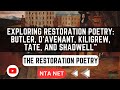 Restoration Poetry: Samuel Butler, Sir William DAvenant, Kiligrew, Nahum  Tate, and Thomas Shadwell