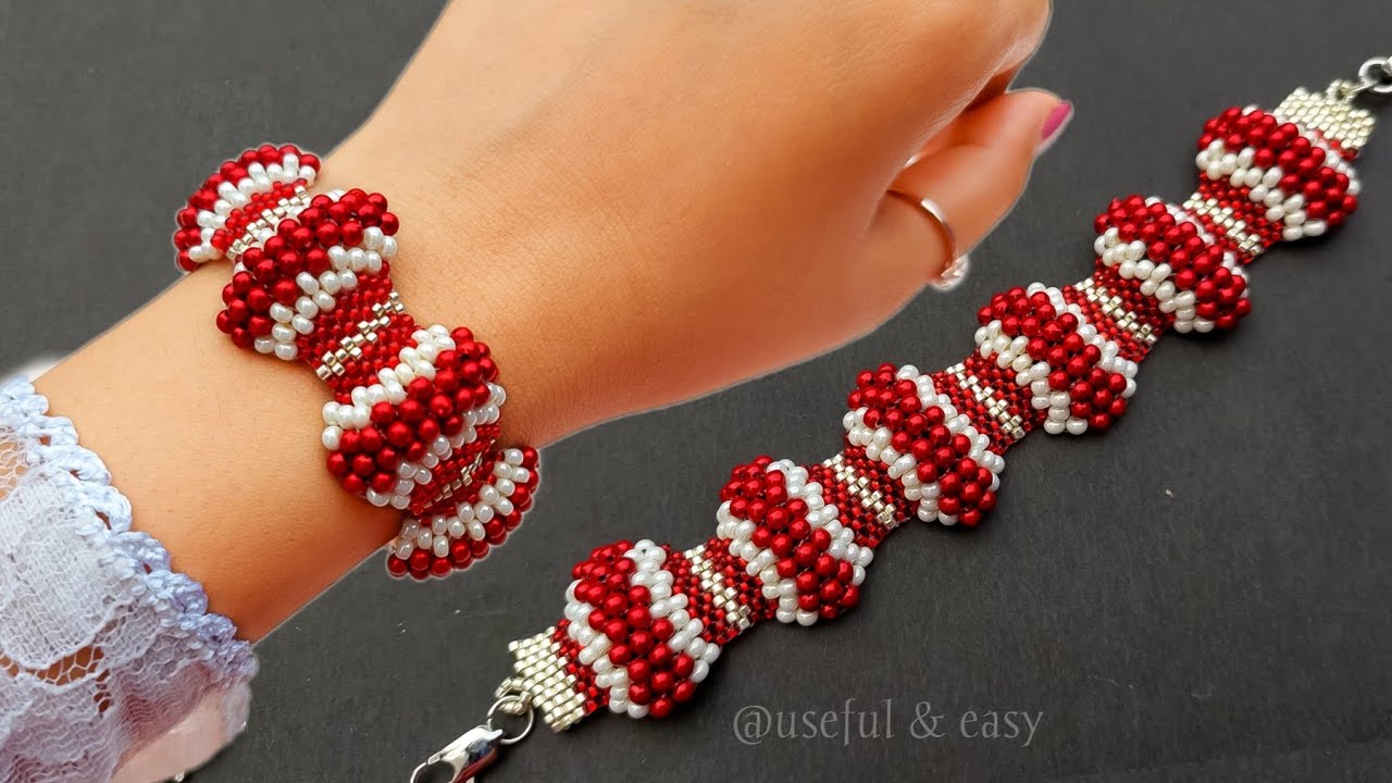 EASY BRACELET MAKING WITH BEADS FOR BEGINNERS💫PEYOTE STITCH BRACELET🧡 USEFUL & EASY