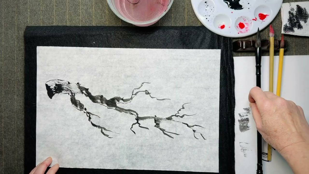 ART: Chinese Brush Painting for Beginners 🌸 EASY Cherry Blossoms Tutorial