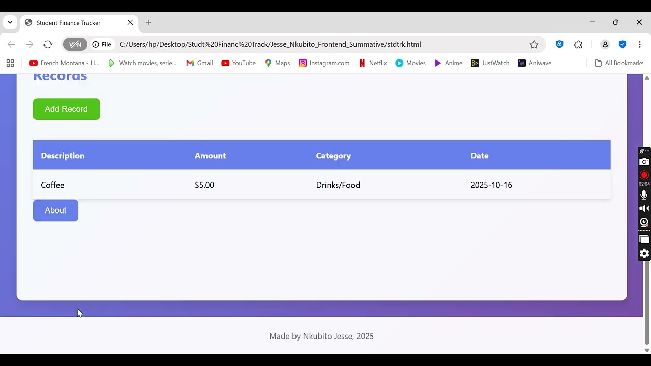 Student Finance Tracking Jesse