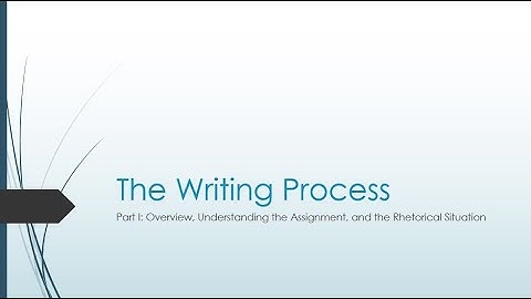 The Writing Process 1: Overview & Rhetorical Situation