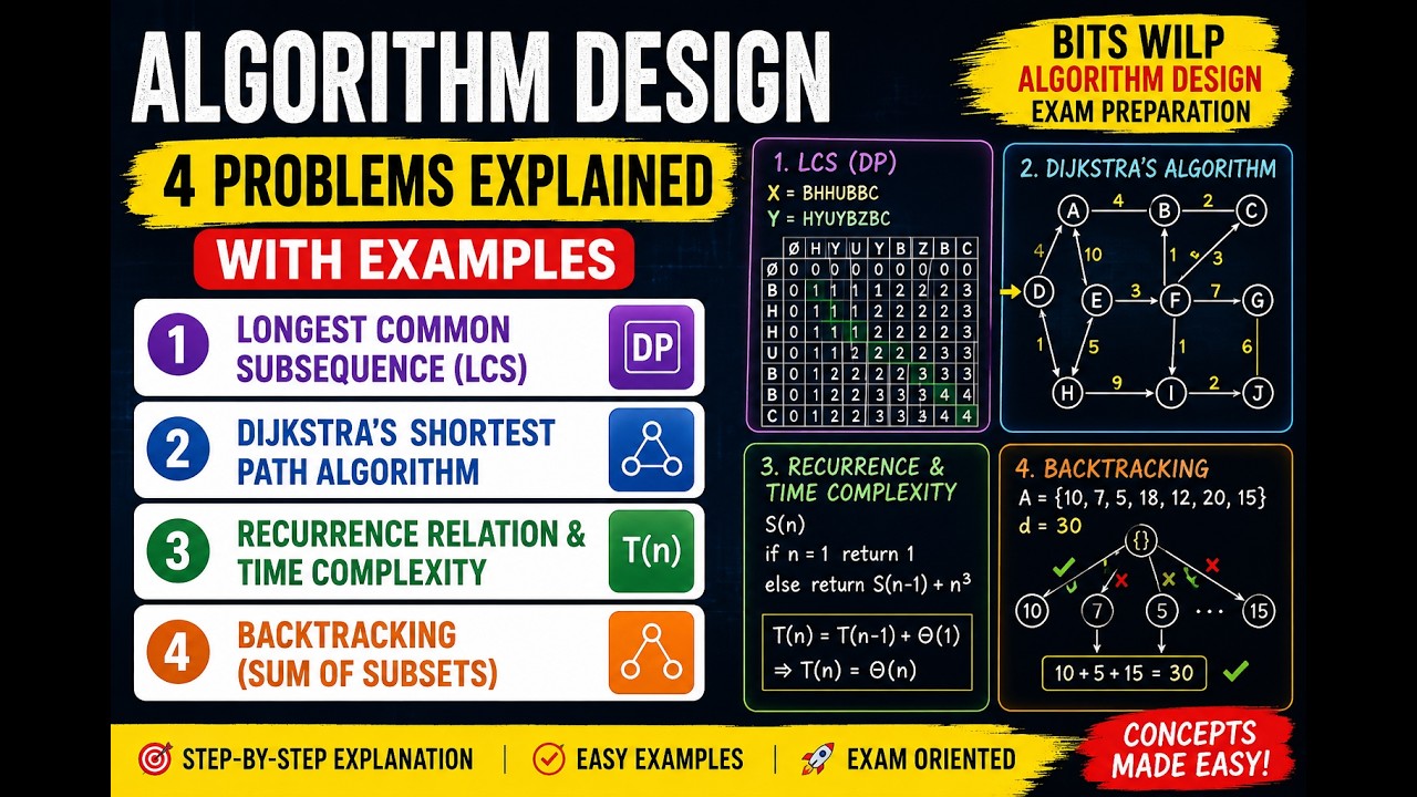 Algorithm Design Exam Problems Explained Easily | LCS, Dijkstra ...