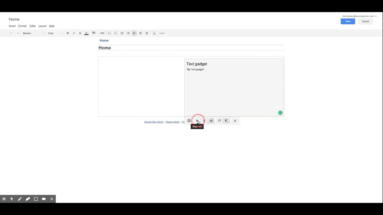Changing text in a Google Sites Classic Text Box