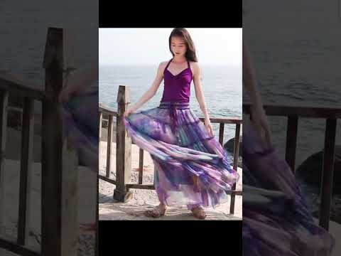 Chiffon long skirt