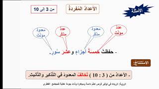 الصف التاسع   اللغة العربية   الكلمة والجملة النحو العدد تذكيره وتأنيثه ج1