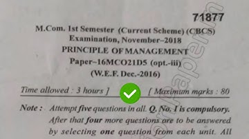 [2018] Mdu MCom 1st Sem Principle of Management Question Paper #MduQuestionPaper