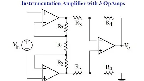 Instrumentation Amplifier with 3 OpAmps, How does it work? What are the Gain and Transfer function?