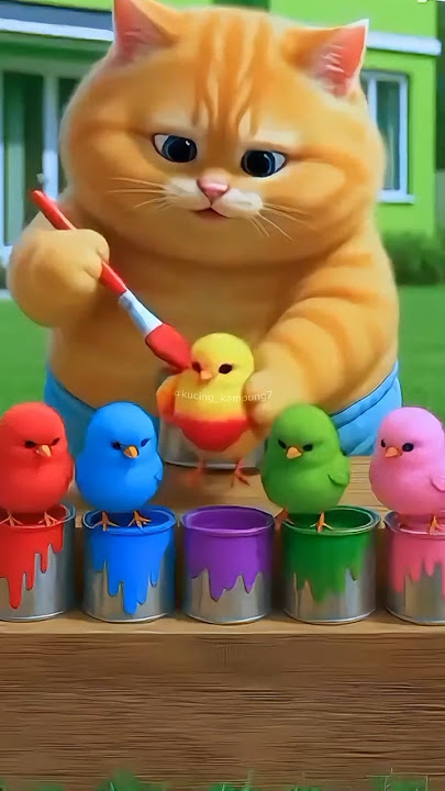 kucing oyen mewarnai anak ayam 😸🐥 #kucing #lucu #kucinglucu #shorts