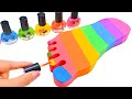 Satisfying Video | How To Make Rainbow Foot from Kinetic Sand & Nail Polish Cutting ASMR | Zon Zon