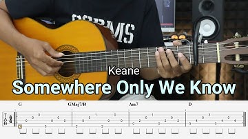 Somewhere Only We Know – Keane - Fingerstyle Guitar Tutorial + TAB & Lyrics