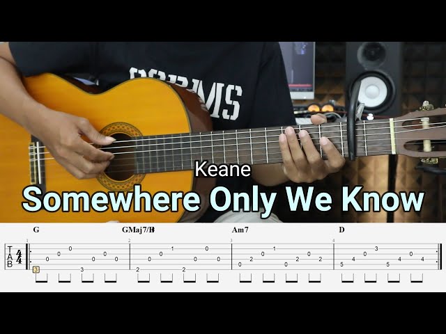 Somewhere Only We Know – Keane - Fingerstyle Guitar Tutorial + TAB u0026 Lyrics class=