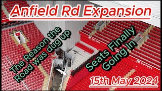 Anfield Road Expansion - 15th May 2024 - Liverpool FC - Seats getting fitted - latest progress #ynwa