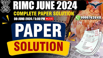 RIMC June Paper Solution 2024 | Today RIMC Paper | RIMC Answer Key | RIMC Coaching | RIMC June 2024