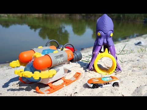 Подводный батискаф с машинкой и осьминогом. Игрушки для воды. Matchbox. Обзор игрушек для детей