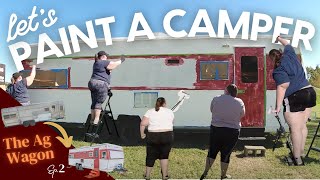 Custom painting, renovating  a vintage travel trailer - AirBnB reno!