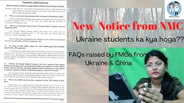 New notice released by NMC | 18th Aug. 2022 | FAQs raised by FMGs of Ukraine & China