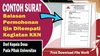 CONTOH SURAT BALASAN PERMOHONAN IJIN DITEMPATI KEGIATAN KKN