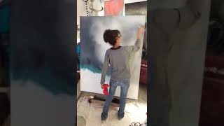 Soft abstract painting with acrylic/how to blend paint with glazing liquid/time lapse demo screenshot 5