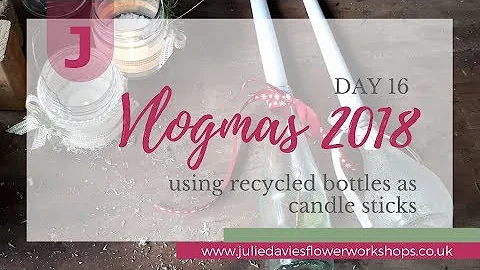 Using recycled bottles as candle sticks