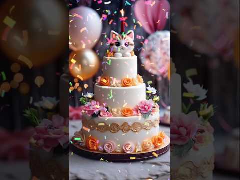 Heart Cat Happy birthday to you song 💖 Cat flower #catbirthday #birthdaycake #birthdaysong #생일