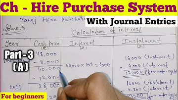 Practical Question/Solutions With Journal Entries ll Ch - Hire Purchase System ll Deepak Sinha