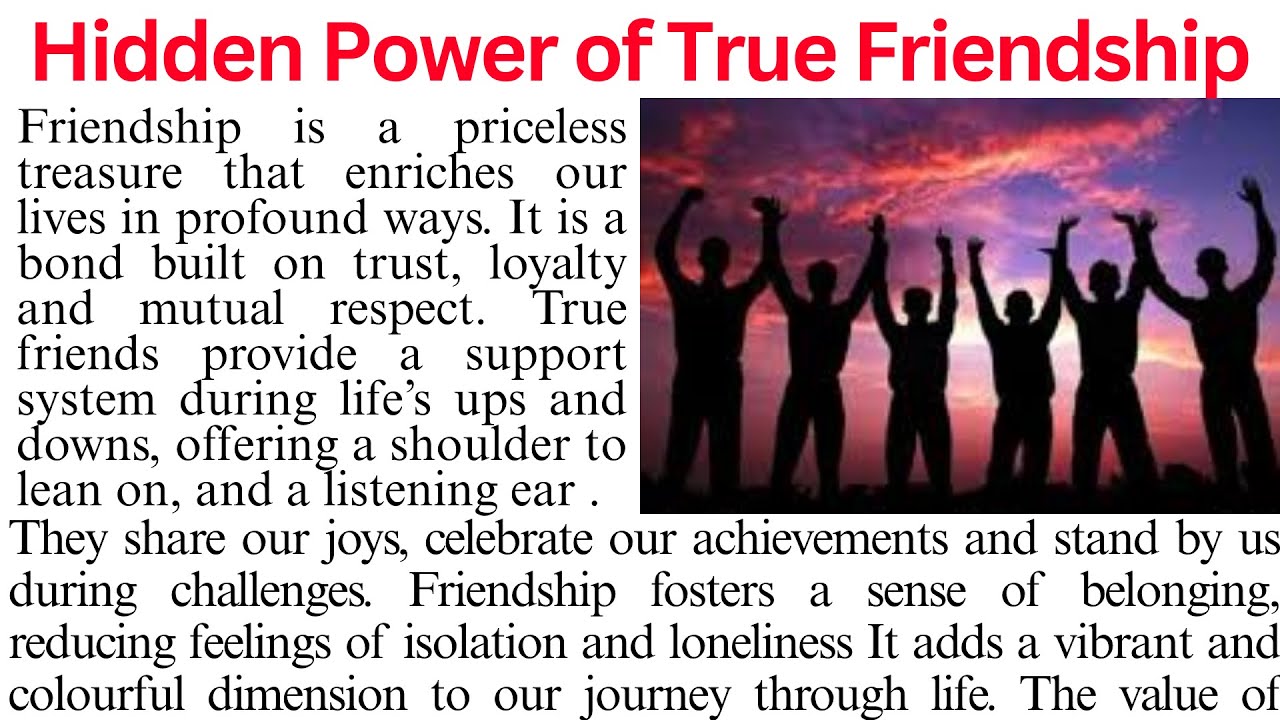 Reading Comprehension | Value of Friendship | Motivational Article ...