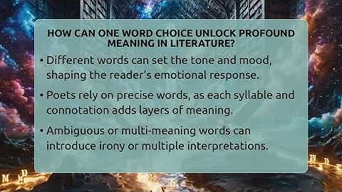 How Can One Word Choice Unlock Profound Meaning In Literature? - The Prose Path