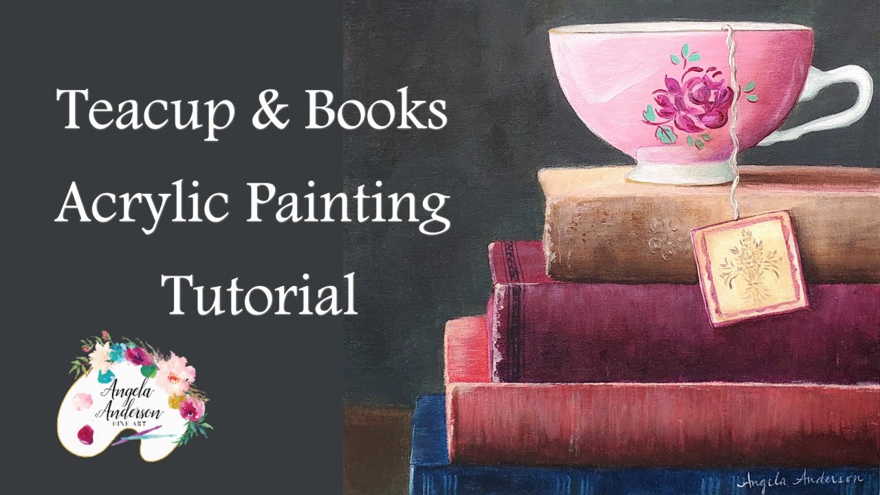 Teacup & Books Acrylic Painting LIVE Tutorial 