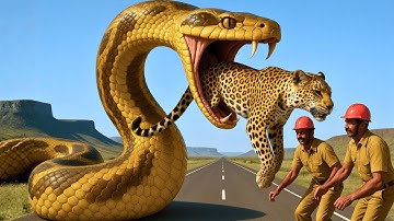 Brave Heroes Rescue a Panicked Leopard From a Massive Python Strike Near the Mountain Pass 🐍🐆