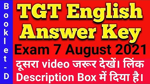 TGT English answer Key 2021