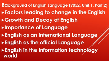 The Importance of English Language (AIOU Course code 9052, Unit 1)