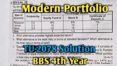 Modern Portfolio ( Tu 2078) Complete Solution // BBS 4th Year// Fundamentals of Investment//