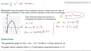 Sec 3.1 Quadratic Functions and Models
