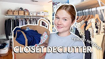 CLOSET DECLUTTER *much needed* 🧦🧺 | organizing an awkward closet in our fixer-upper bedroom