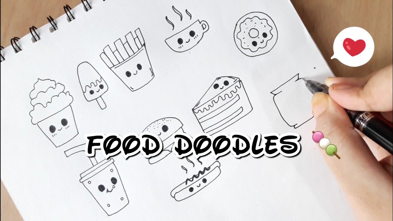 Easy Food DOODLES for Beginners | Doodle junkfoods! - YouTube