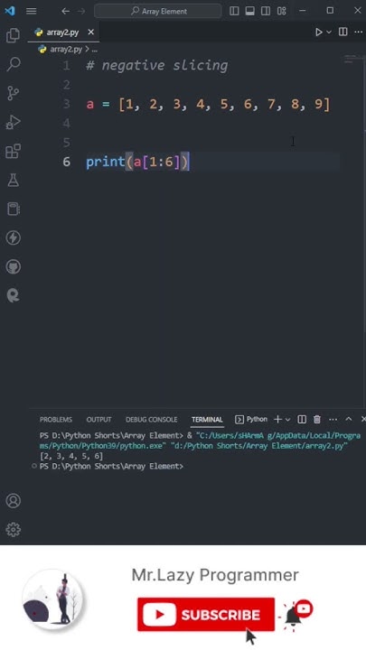 slicing Negative Positive | python #mr #mrlazyprogrammer #python #sorts ...